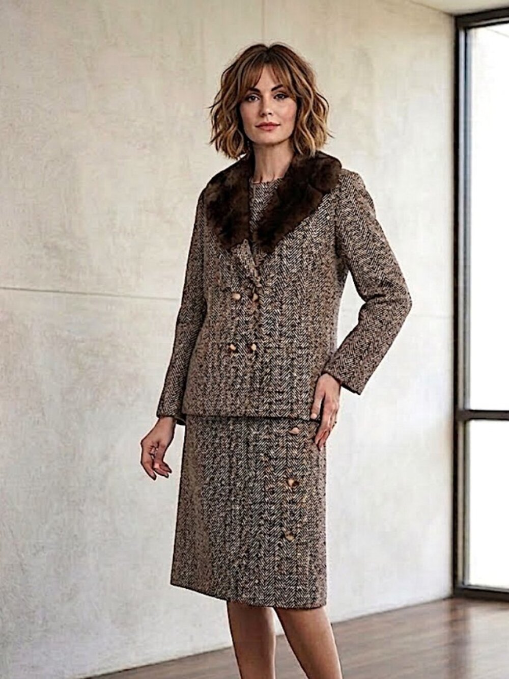 Vintage Wool Tweed 1960s Jacket and Dress Suit READ DESCRIPTION